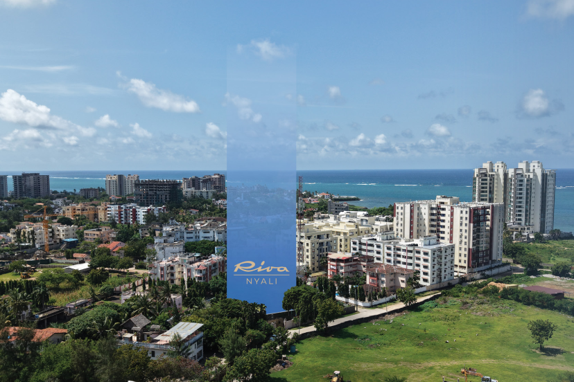 Aerial view of Riva Nyali and the Indian Ocean coastline