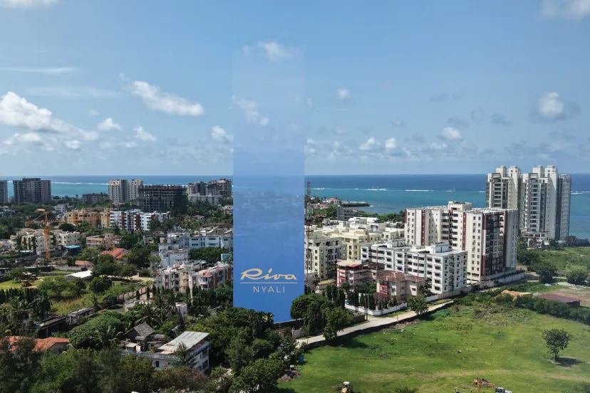 Aerial view of Riva Nyali and the Indian Ocean coastline